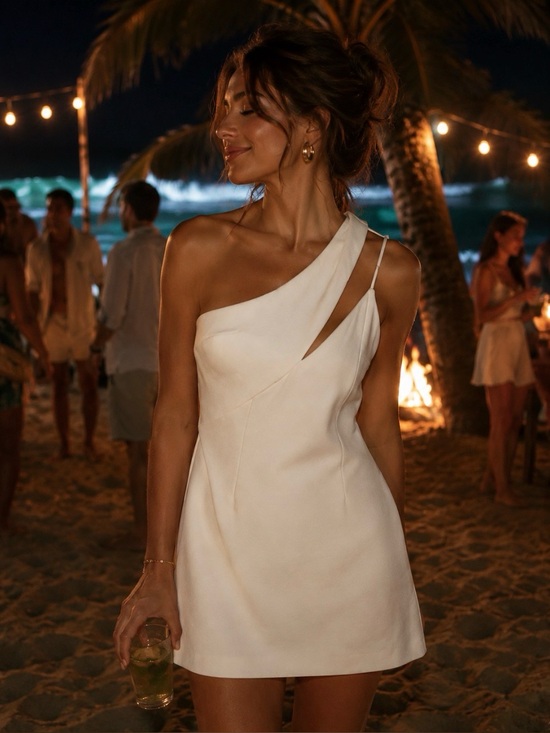 Elliatt Dresses & Skirts - Elliatt Dress White One-Shoulder Mini Dress Bridal Mini Dress